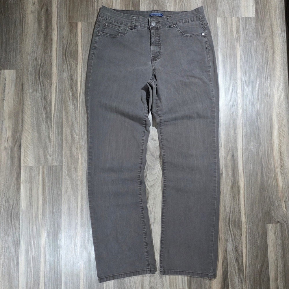 Bandolino Womens Straight Leg Pants Charcoal Gray Size 12‎ Stretch Casual Work